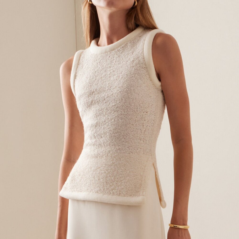 STAUD Cream Sleeveless Sweater